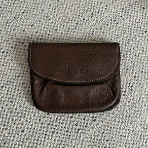 Vintage Gucci Dark Brown Leather Coin Pouch